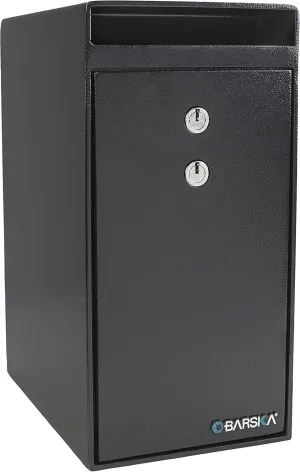 Barska Key Lock Depository Drop Safe – Steel Lock Box with Drop Slot, Anti-Fishing Baffle, for Cash, Receipts, Keys & Valuables – Ideal for Business & Office Use
