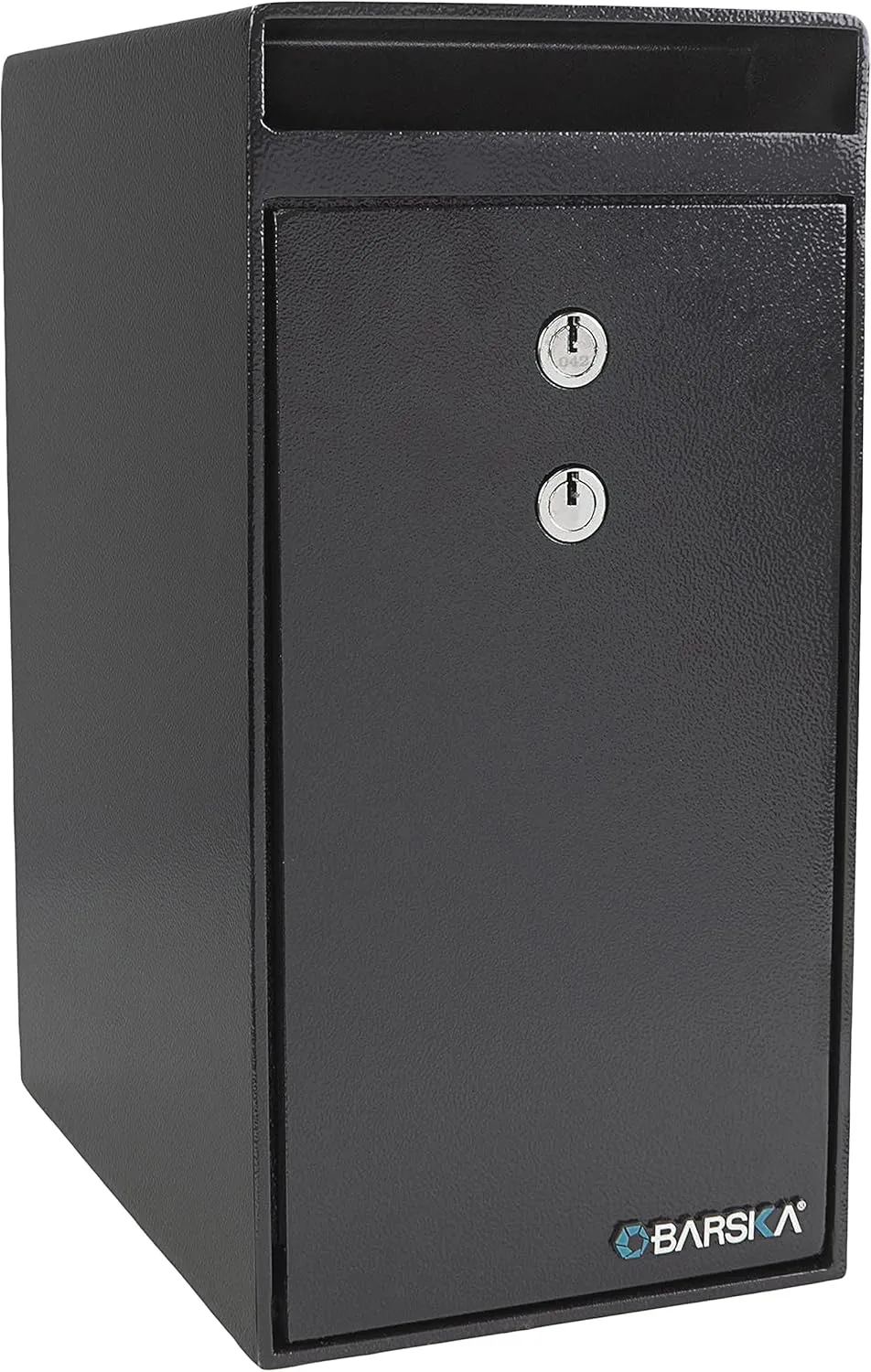 Barska Key Lock Depository Drop Safe – Steel Lock Box with Drop Slot, Anti-Fishing Baffle, for Cash, Receipts, Keys & Valuables – Ideal for Business & Office Use