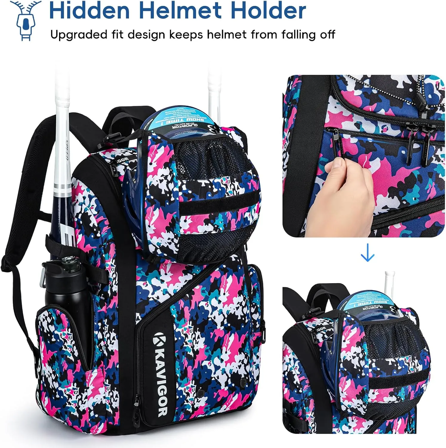 Baseball Bag for Youth and Adult, Softball Bag 50L Large Capacity Holds 4 Bats, Equipment Backpack with Shoes Compartment