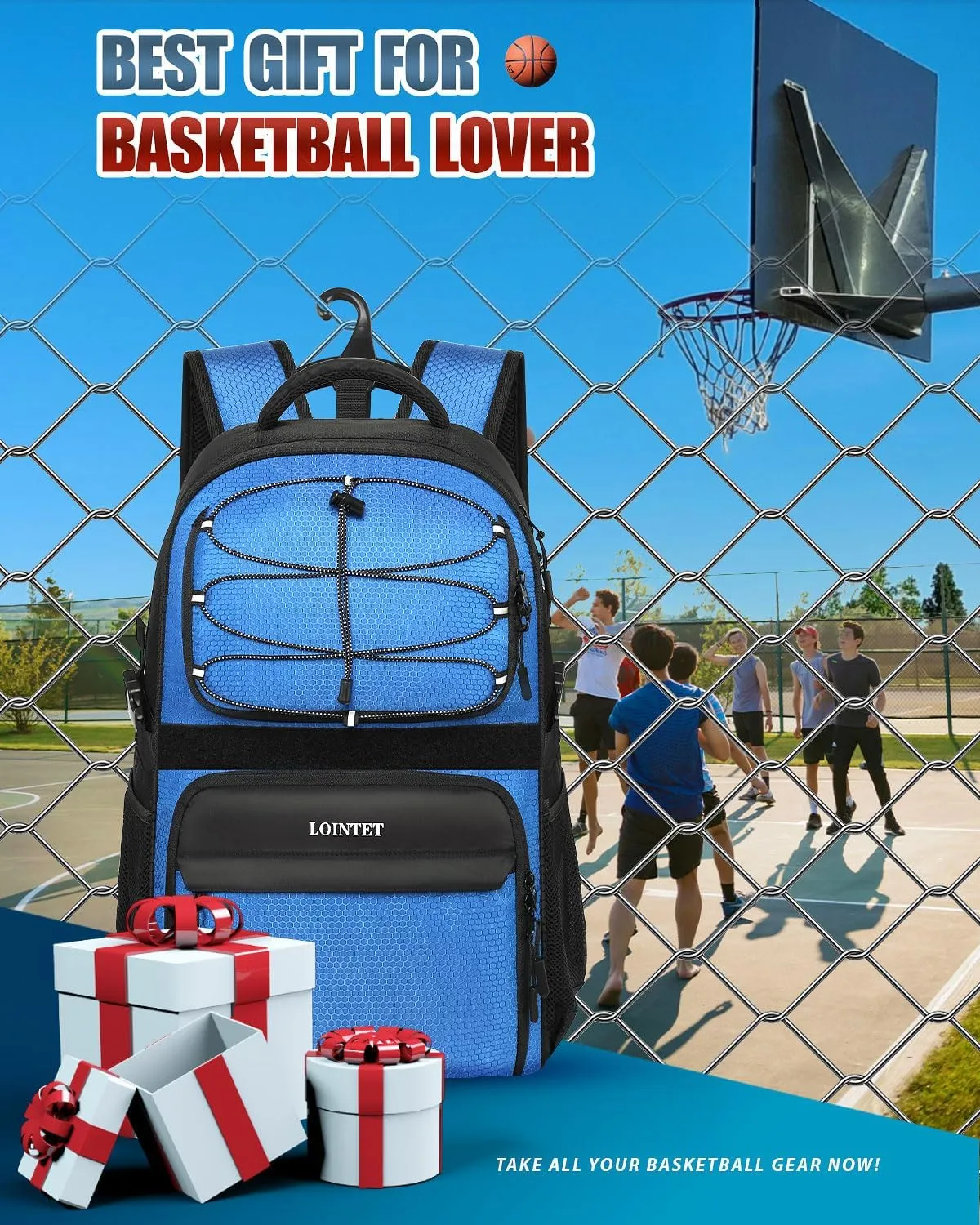 Basketball Bag Backpack with Ball Holder Shoes Compartment, Large Basketball Accessories Sports Bag