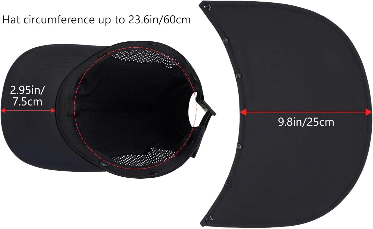 BASSDASH UPF 50  Foldable Fishing Hat Baseball Cap with Removable Neck Flap Portable for Men Women Golf Hiking