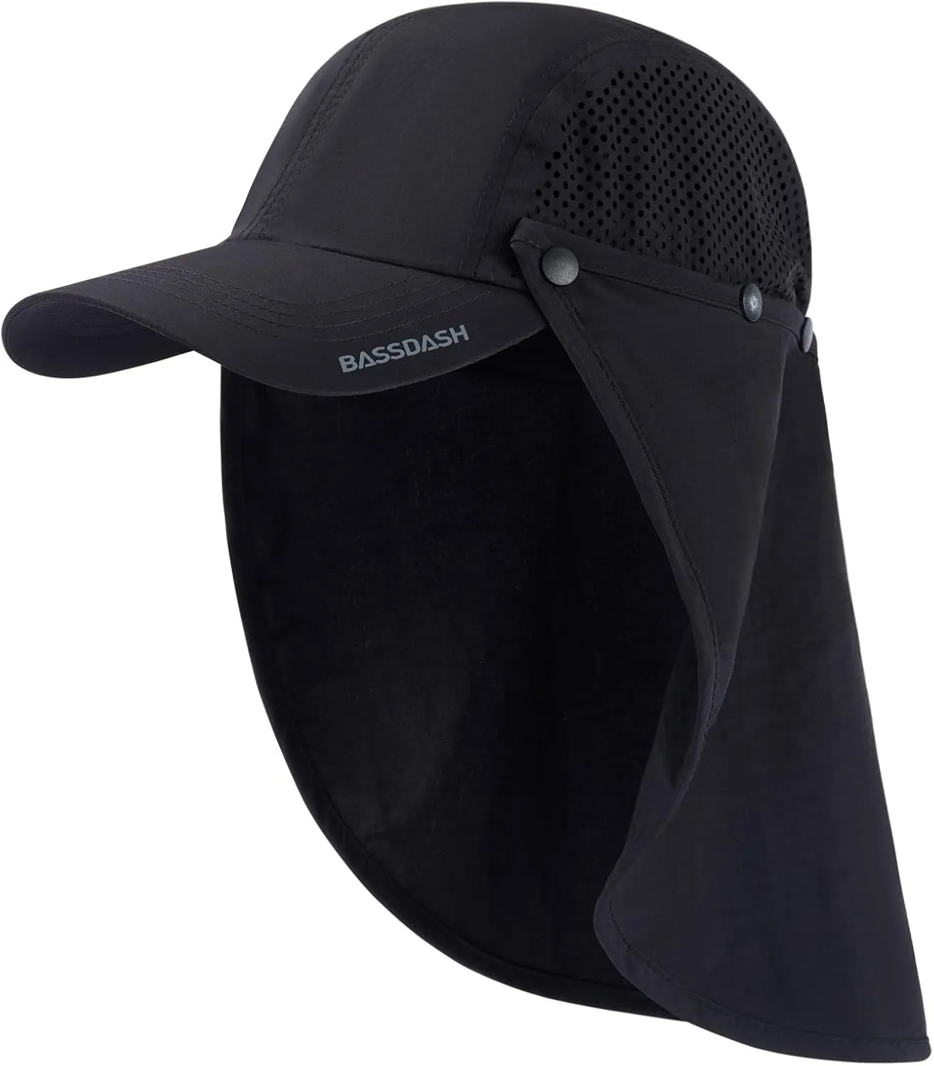 BASSDASH UPF 50  Foldable Fishing Hat Baseball Cap with Removable Neck Flap Portable for Men Women Golf Hiking