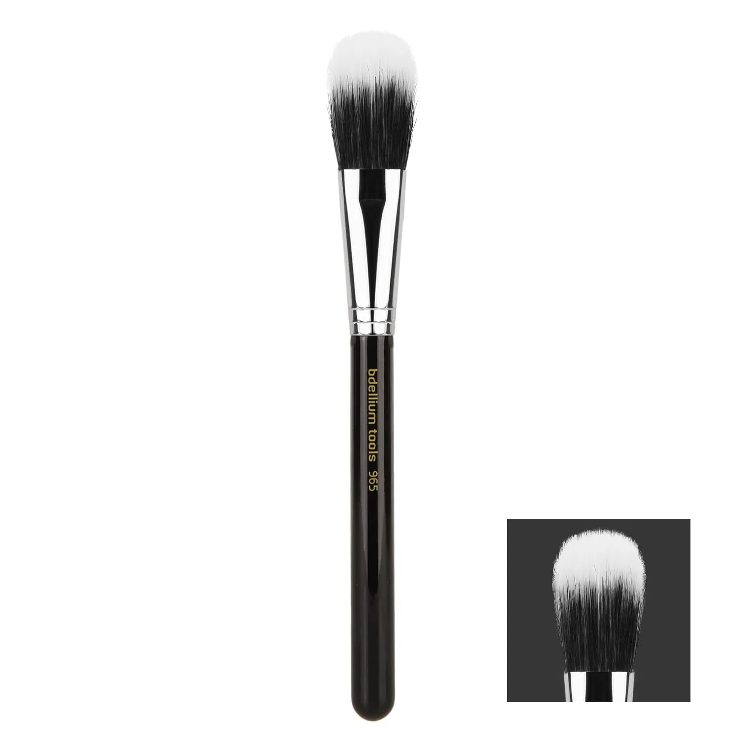 Bdellium Tools Professional Makeup Brush - Maestro Series 965 Duet Fiber Blusher - With Mix of Soft Synthetic & Natural Fibers, For Applying Pop of Color (Black, 1pc)