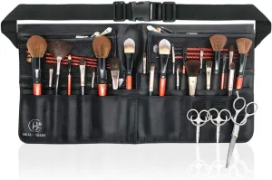 Beautybaby Artist Professional Makeup Brush Waist Bag Cosmetic Portable Multi Pockets Bag with Belt Strap Black
