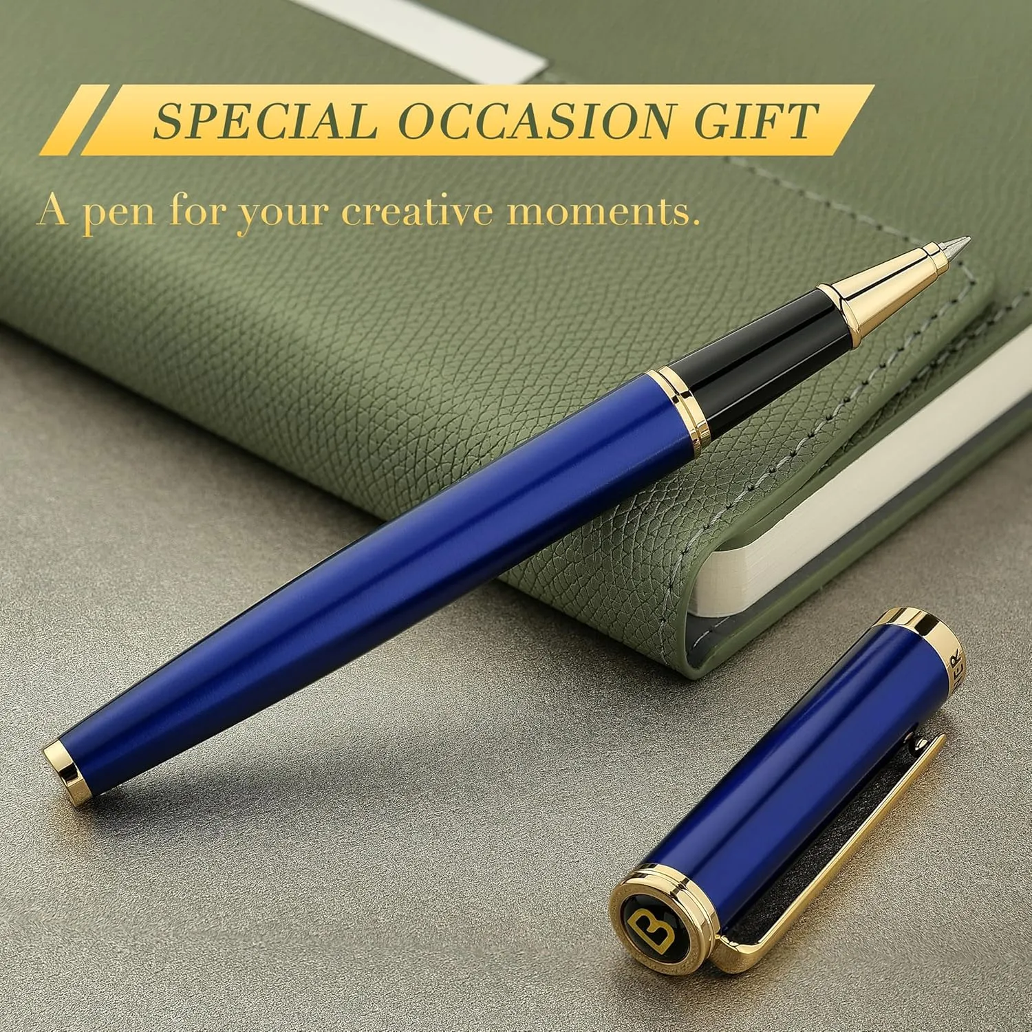 BEILUNER Luxury Rollerball Pen,24K Gold Trim,Noble and Elegant Designs,Schneider Ink Refill, Best Roller Ball Pen Gift Set for Men & Women, Professional, Executive Office, Nice Pens