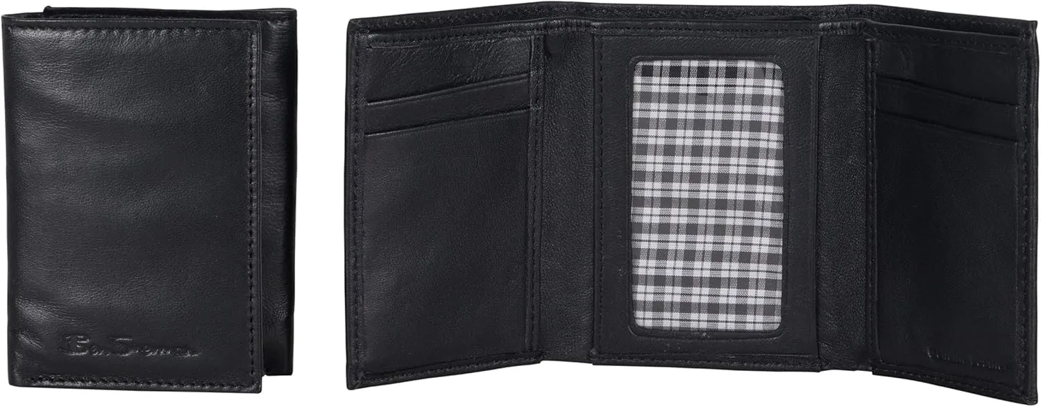 Ben Sherman Men's Manchester Slim Bifold Full-Grain Leather RFID Minimalist Gift Box Wallet