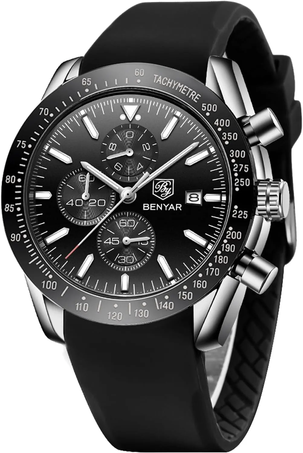 BENYAR Men's Watch Quartz Movement Chronograph 30M Waterproof Luminous Casual Sports Business Men's Leather Watch