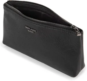 BERLINER BAGS Premium Makeup Bag Anna, Travel and Cosmetics Pouch with Zipper for Women - Black/Black
