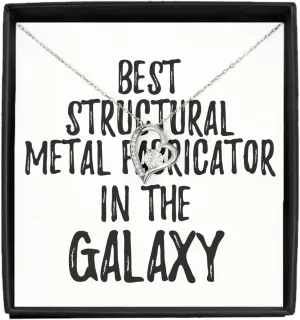 Best Structural Metal Fabricator In The Galaxy Necklace Pendant Funny Sci-fi Lover Gift Geek Coworker Present Jewelry With Chain Message Card Box