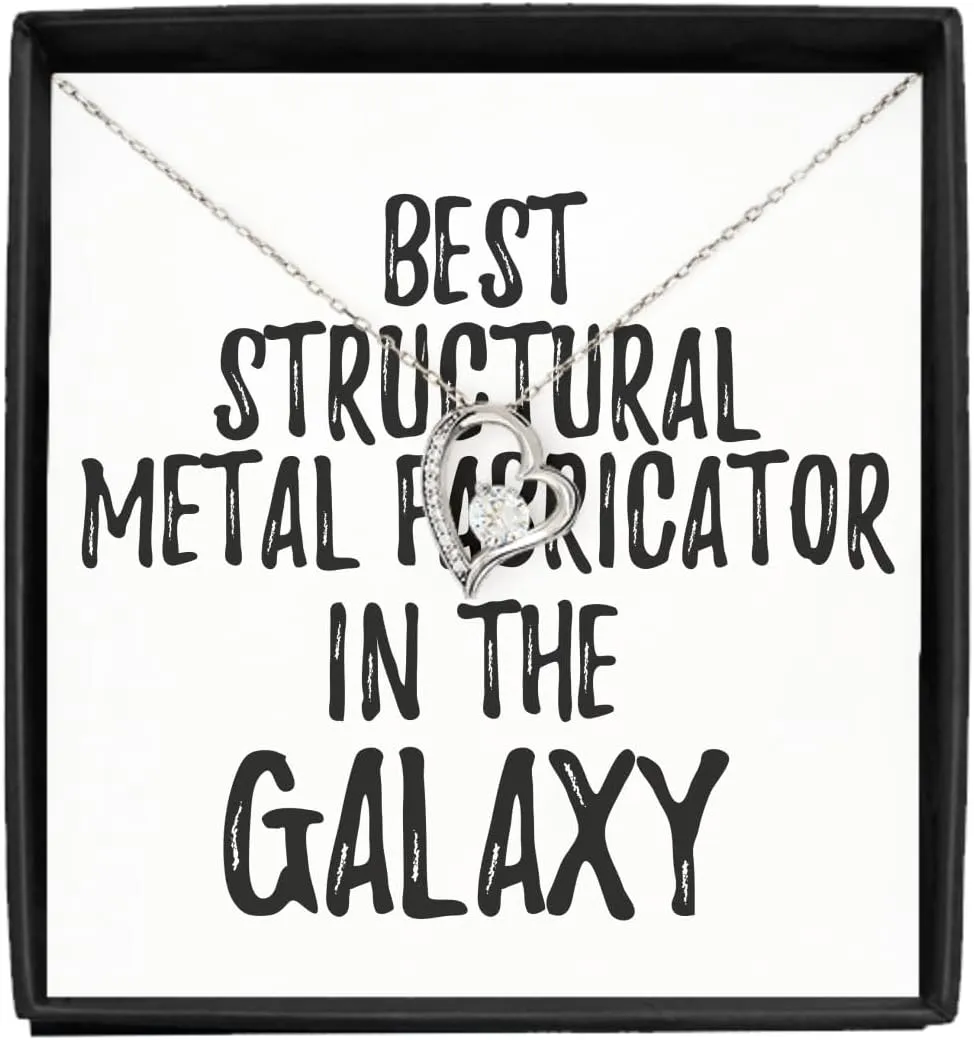 Best Structural Metal Fabricator In The Galaxy Necklace Pendant Funny Sci-fi Lover Gift Geek Coworker Present Jewelry With Chain Message Card Box