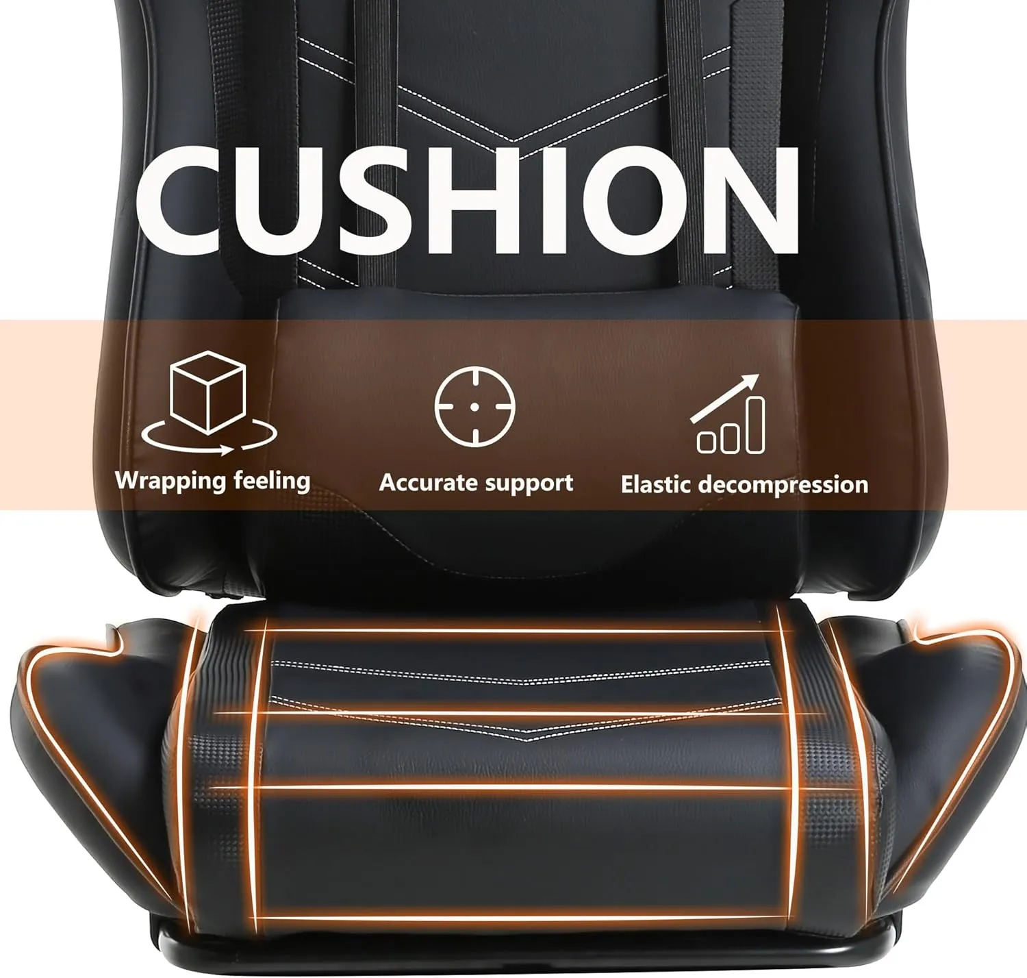 BestOffice Ergonomic Desk Executive PU Leather Computer Lumbar Support with Footrest Modern Task Rolling Swivel Racing Chair for Women&Men, Black