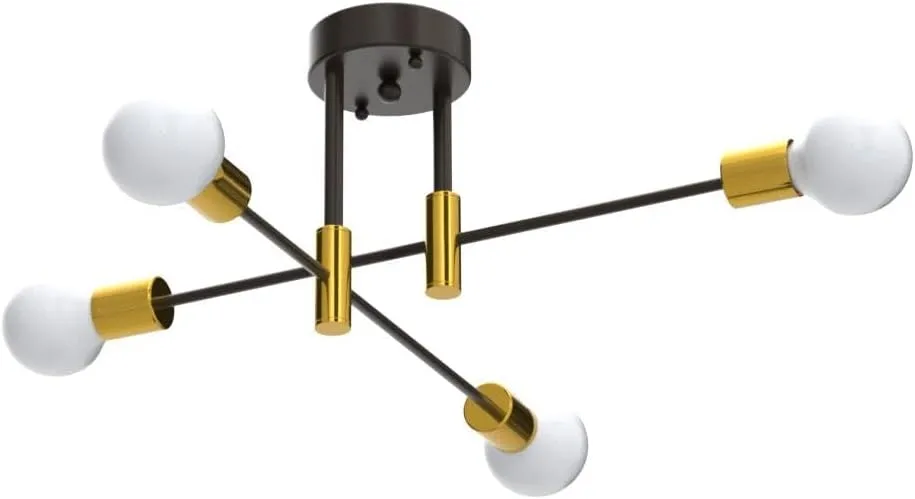 Biewalk Sputnik Chandelier Mid Century Modern Nordic Pendant Lighting 4 Lights Ceiling Light Fixture Black Light for Living Room, Kitchen, Bedroom, Dining Room