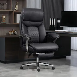 Big and Tall Office Chair 600 lbs Extra Wide Leather Luxury Executive Chair with Retractable Footrest, Heavy-Duty Ergonomic Chair, High Back Computer Chairs with Adjustable Height