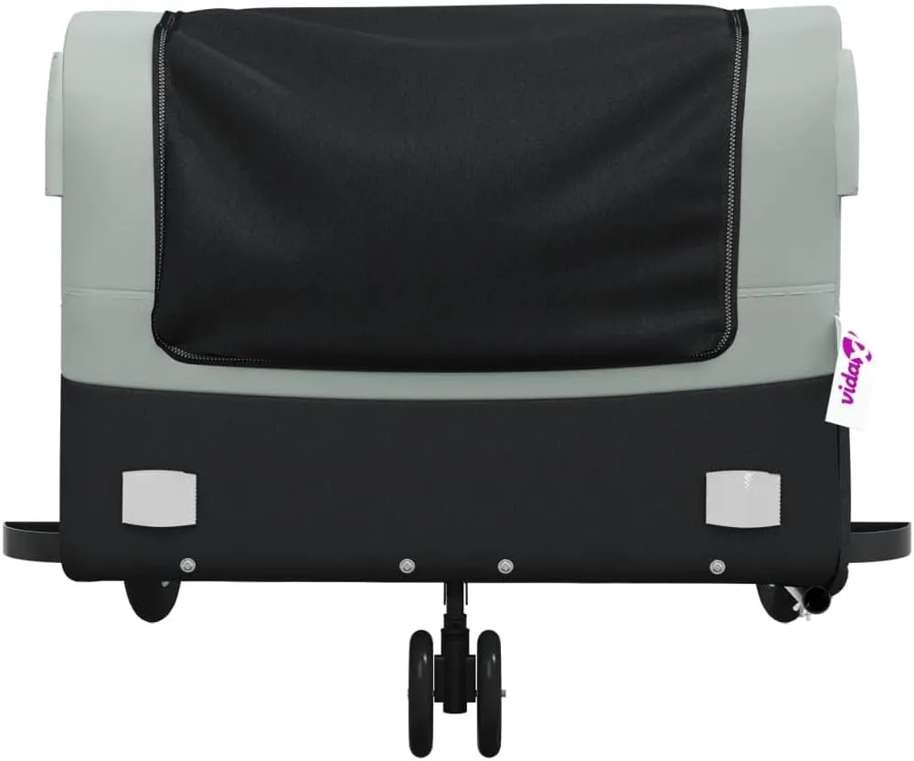 Bike Trailer Bicycle Cargo Trailer, Bike Wagon Trailer, Bike Cart with Safety Flag, Black and Gray 99.2 lb Iron, 54.3"x27.2"x22.8"