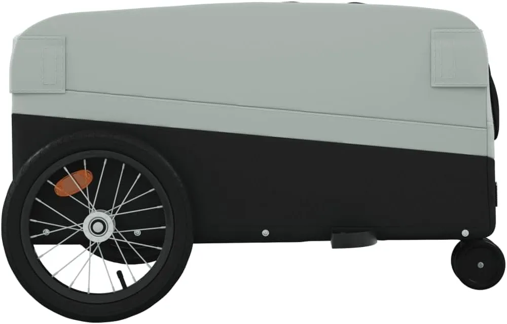 Bike Trailer Bicycle Cargo Trailer, Bike Wagon Trailer, Bike Cart with Safety Flag, Black and Gray 99.2 lb Iron, 54.3"x27.2"x22.8"