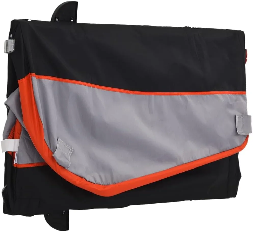 Bike Wagon Trailer, Bike Cart with Safety Flag, Bike Trailer Bicycle Cargo Trailer, Black and Orange 99.2 lb Iron, 24.8"x49.6"x24.8"