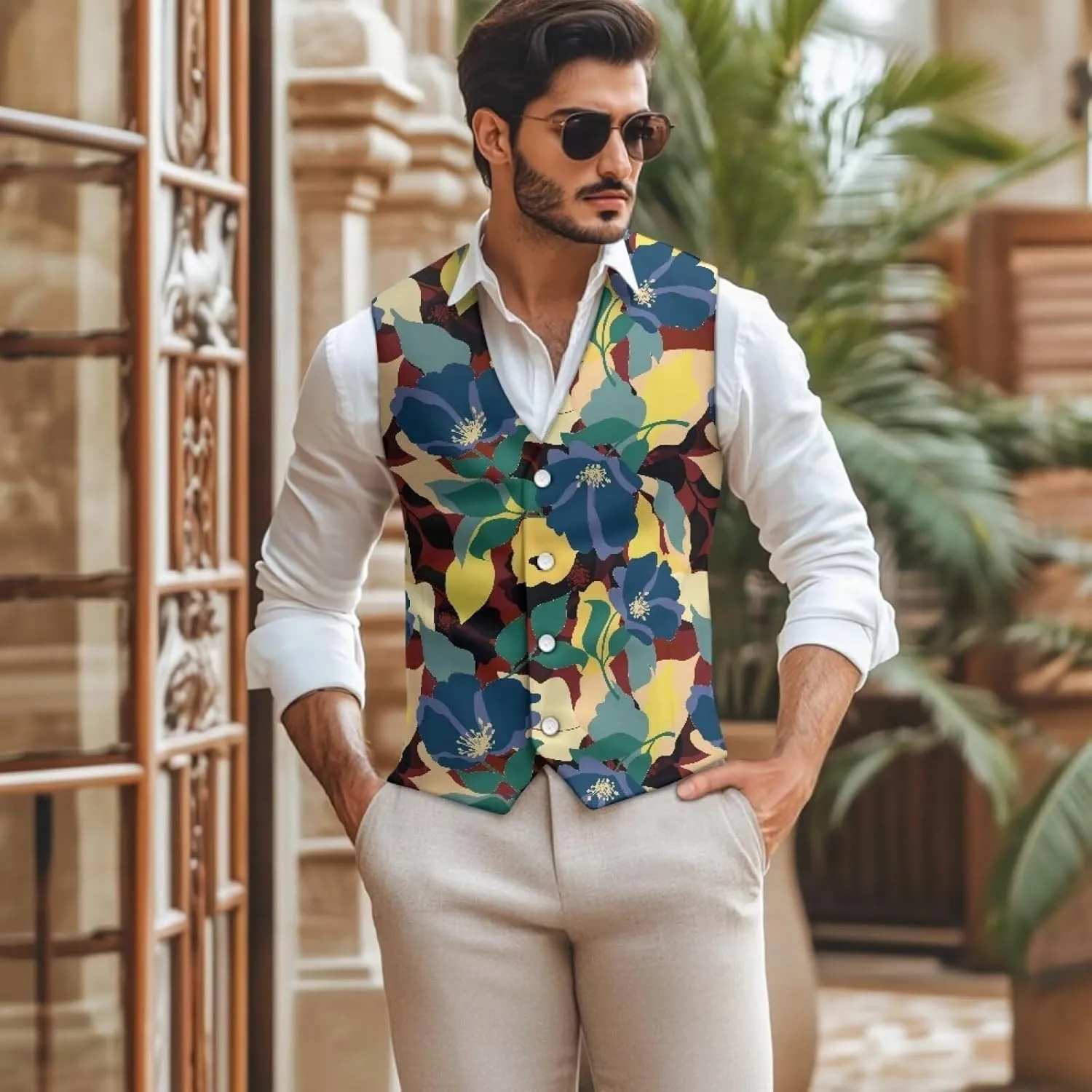 Biyejit Men's Suit Vest Business Formal Dress Waistcoat Slim Fit Vests for Men for Suit or Tuxedo Wedding Dress