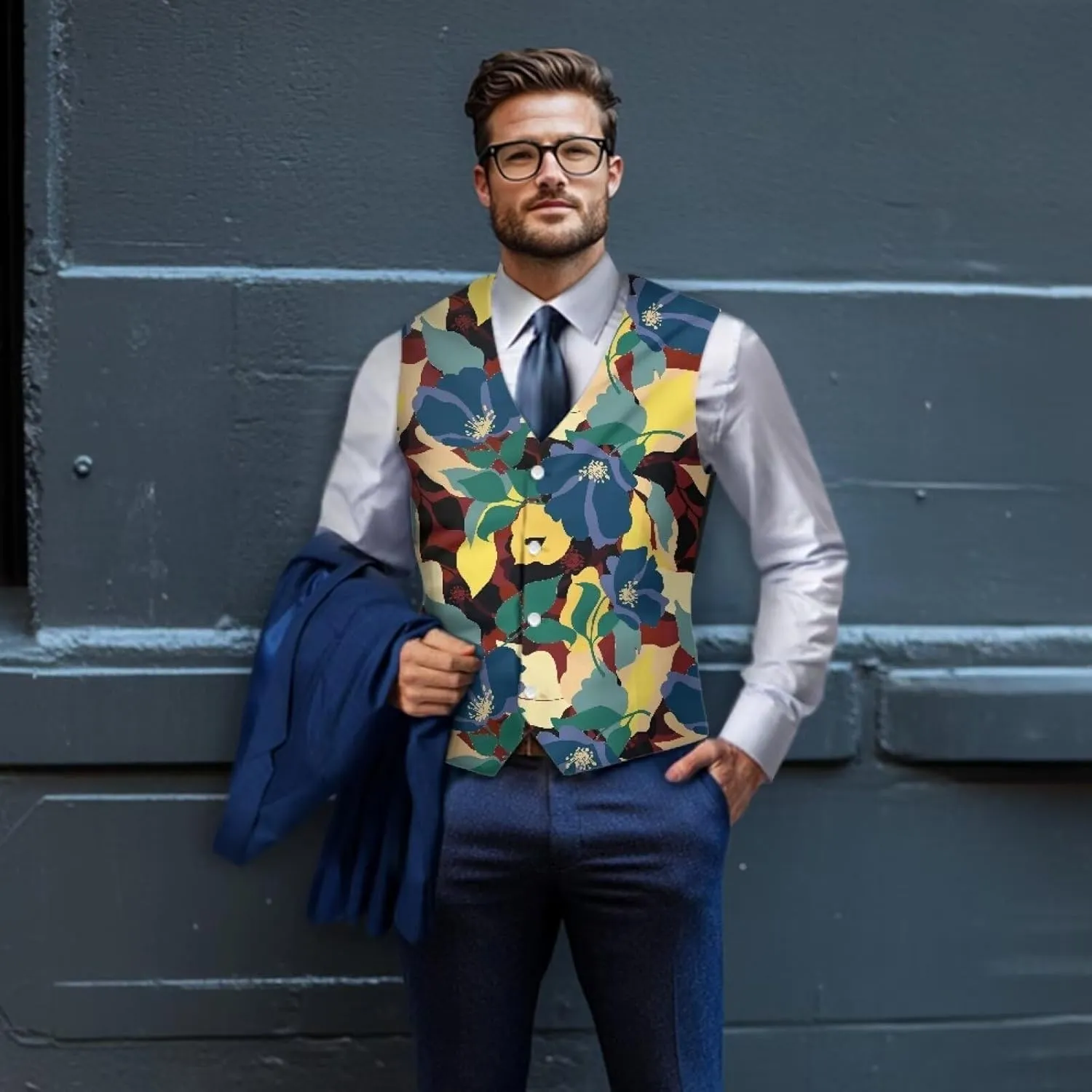 Biyejit Men's Suit Vest Business Formal Dress Waistcoat Slim Fit Vests for Men for Suit or Tuxedo Wedding Dress