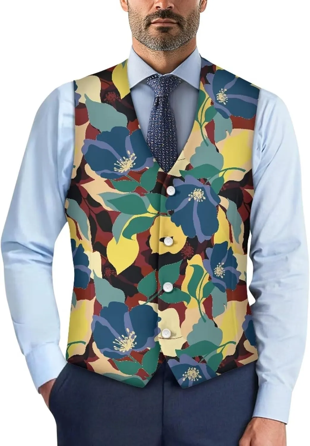 Biyejit Men's Suit Vest Business Formal Dress Waistcoat Slim Fit Vests for Men for Suit or Tuxedo Wedding Dress