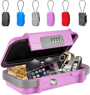 BKNOOU Portable Anti-Theft Waterproof Combination Lock Box with Removable Chain - Security Safe for Travel, Beach, Hotel, Car, Home, Office
