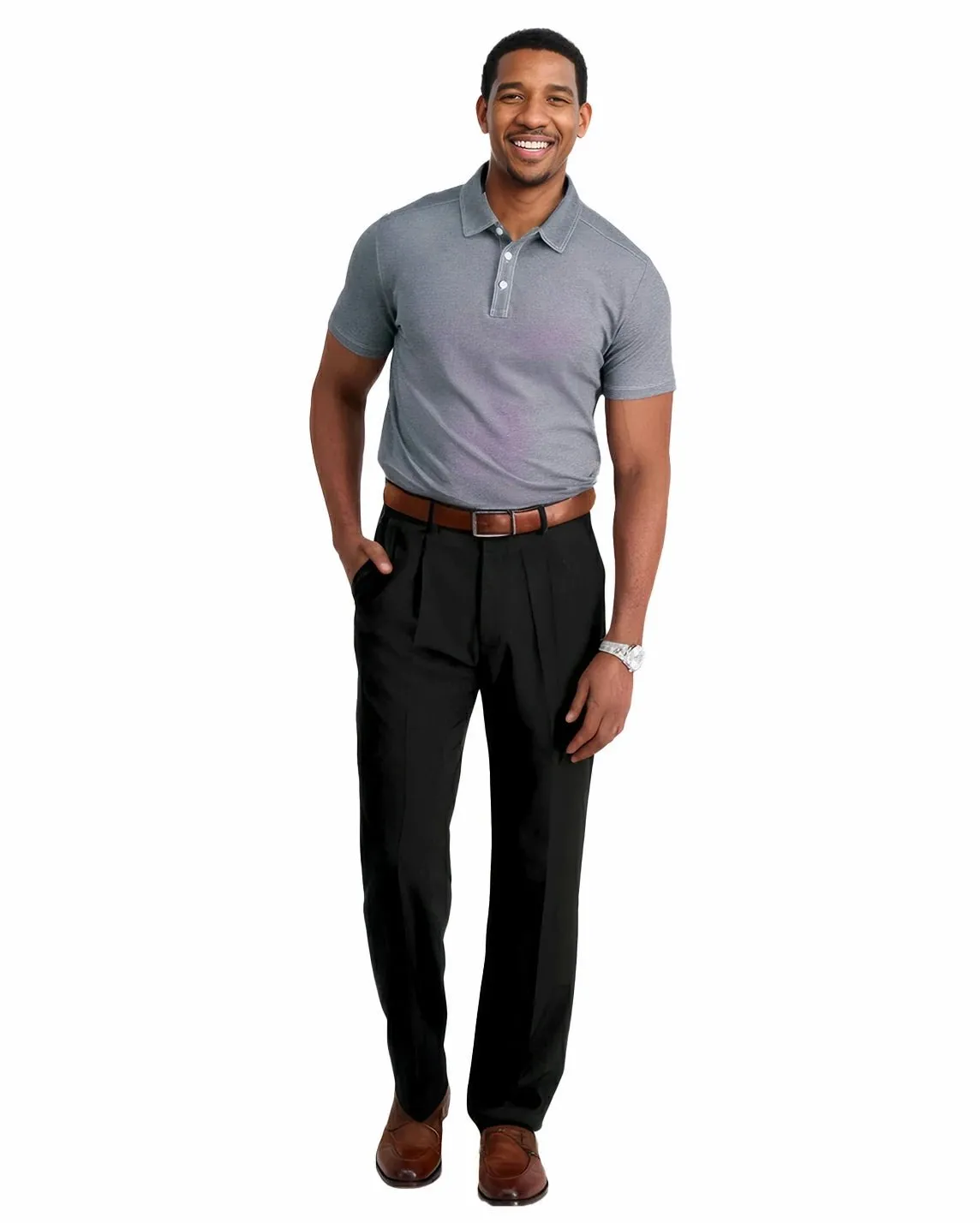 Black Comfortable Professional Pleated Dress Pants