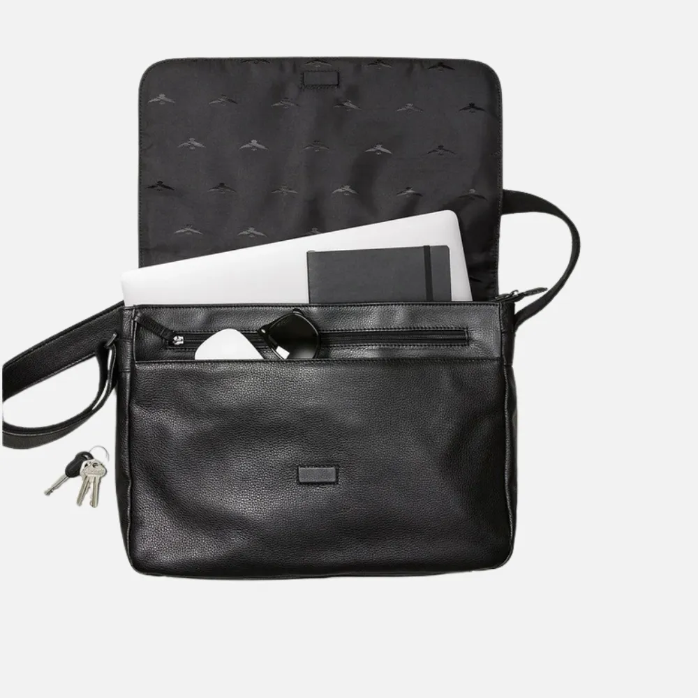 Black Leather Messenger Bag