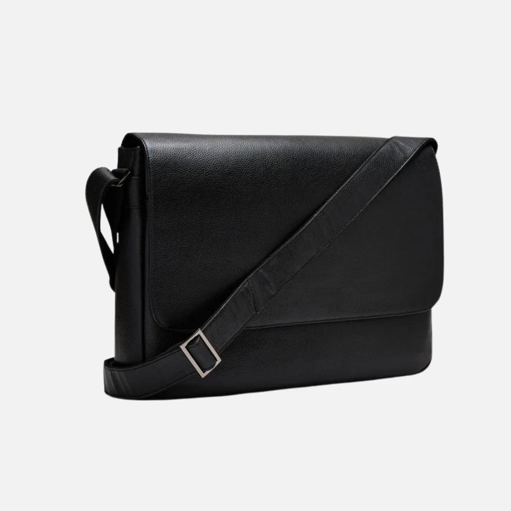Black Leather Messenger Bag