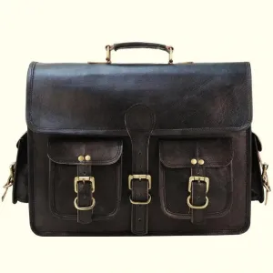 Black Leather Messenger Crossbody Bag