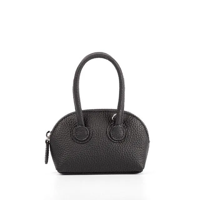 Black Top Grain Cow Leather Semi Handmade Mini Shell Bag | Clutch Bag | Handbag | Crossbody Bag