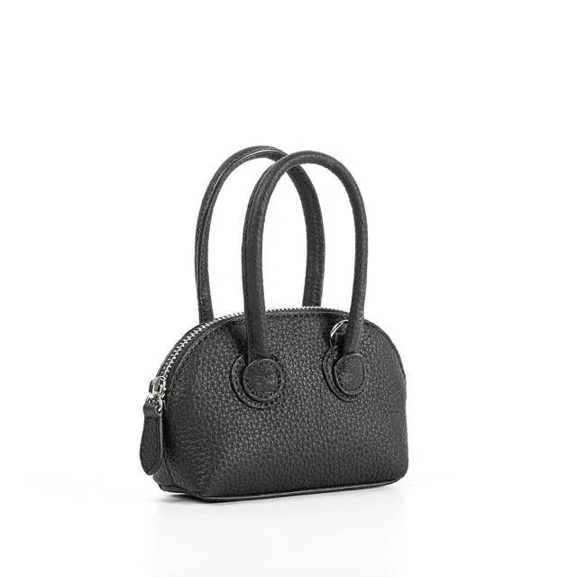 Black Top Grain Cow Leather Semi Handmade Mini Shell Bag | Clutch Bag | Handbag | Crossbody Bag