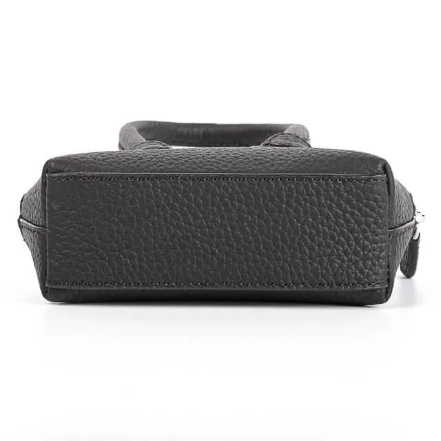 Black Top Grain Cow Leather Semi Handmade Mini Shell Bag | Clutch Bag | Handbag | Crossbody Bag