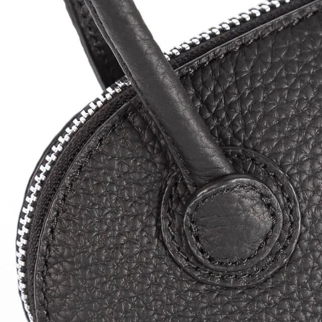 Black Top Grain Cow Leather Semi Handmade Mini Shell Bag | Clutch Bag | Handbag | Crossbody Bag
