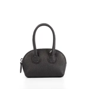 Black Top Grain Cow Leather Semi Handmade Mini Shell Bag | Clutch Bag | Handbag | Crossbody Bag