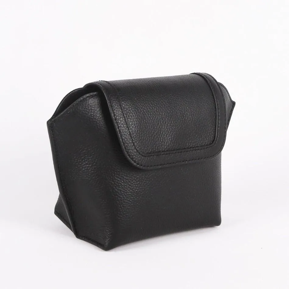 Black Top Grain Cow Leather Single Shoulder Slant Mini Bag