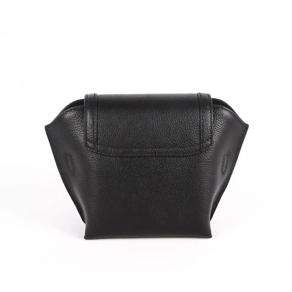 Black Top Grain Cow Leather Single Shoulder Slant Mini Bag