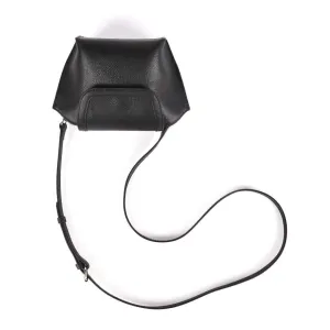 Black Top Grain Cow Leather Single Shoulder Slant Mini Bag