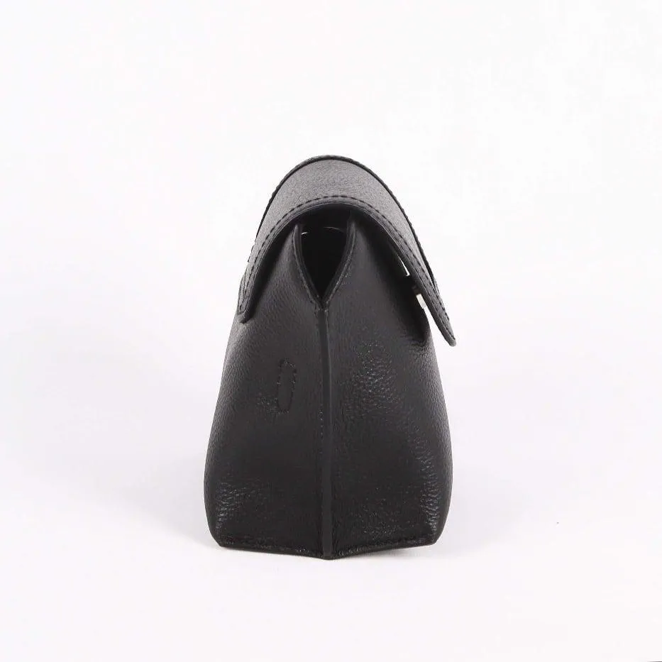 Black Top Grain Cow Leather Single Shoulder Slant Mini Bag