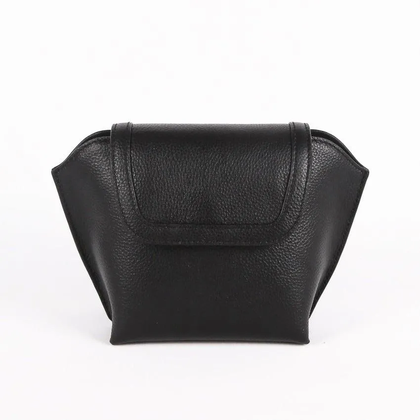 Black Top Grain Cow Leather Single Shoulder Slant Mini Bag