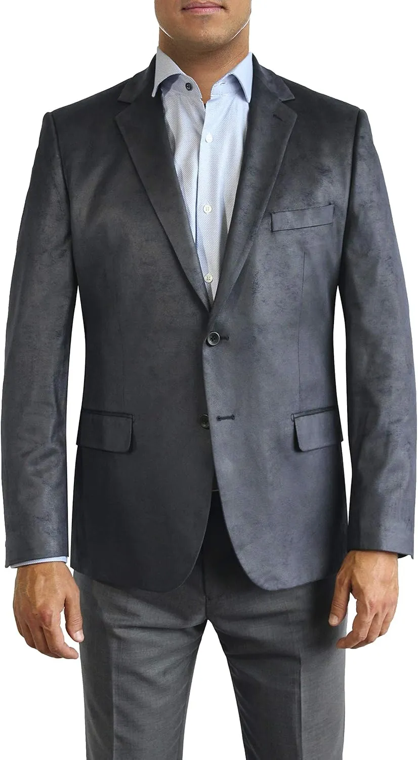 Blue Microsuede Two Button Jacket