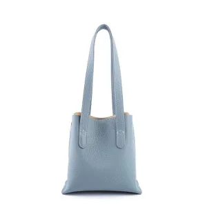 Blue Top Grain Cow Leather Mini Tote Bag | Shoulder Bag | Bucket Bag | Crossbody Bag | Hobo Bag