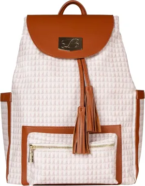Blueberry Luxury Diaper  Work Bag Large Designer Backpack With Laptop Compartment, 4 Insulated Pockets, Quality Leather, Durable Scratch, Water, Wear Resistant | Caramel Camel