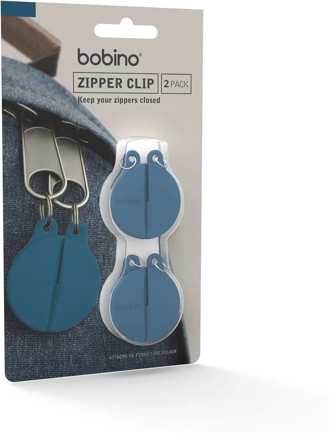 Bobino Zipper Clip | Zipper Locks for Backpacks | Backpack Clip & Backpack Lock | Travel Lock & Luggage Lock | Anti Theft Zipper Lock | Travel Essentials | Safety Lock Travel Safety | 2 Pack Petrol