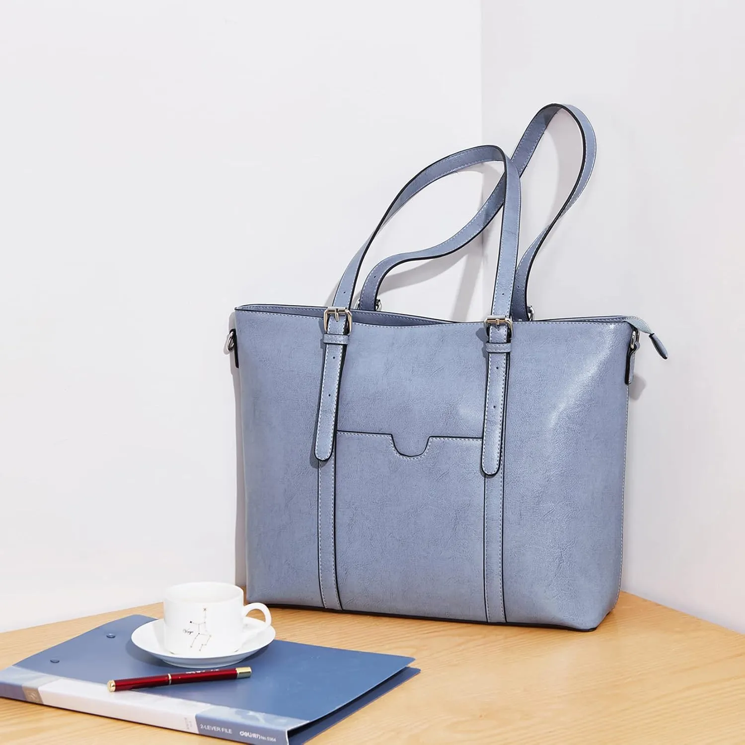 BOSTANTEN Womens Leather Laptop Tote Office Shoulder Handbag Vintage Briefcase 15.6 inch Computer Work Purse