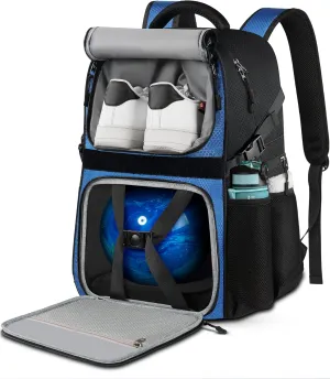 Bowling Ball Bag - Single Ball Backpack with Shoe Bag, Up to Size 16, Padded Holder