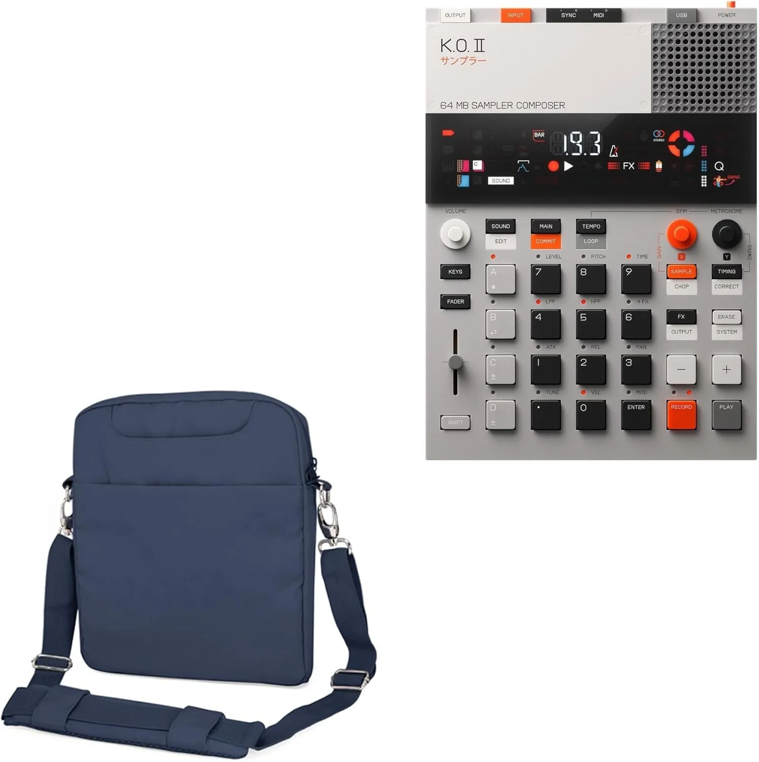 BoxWave Case Compatible with Teenage Engineering EPâ€“133 K.O. II - Encompass Urban Bag, Over Shoulder Messenger Straps Handle Bag Pockets - Navy