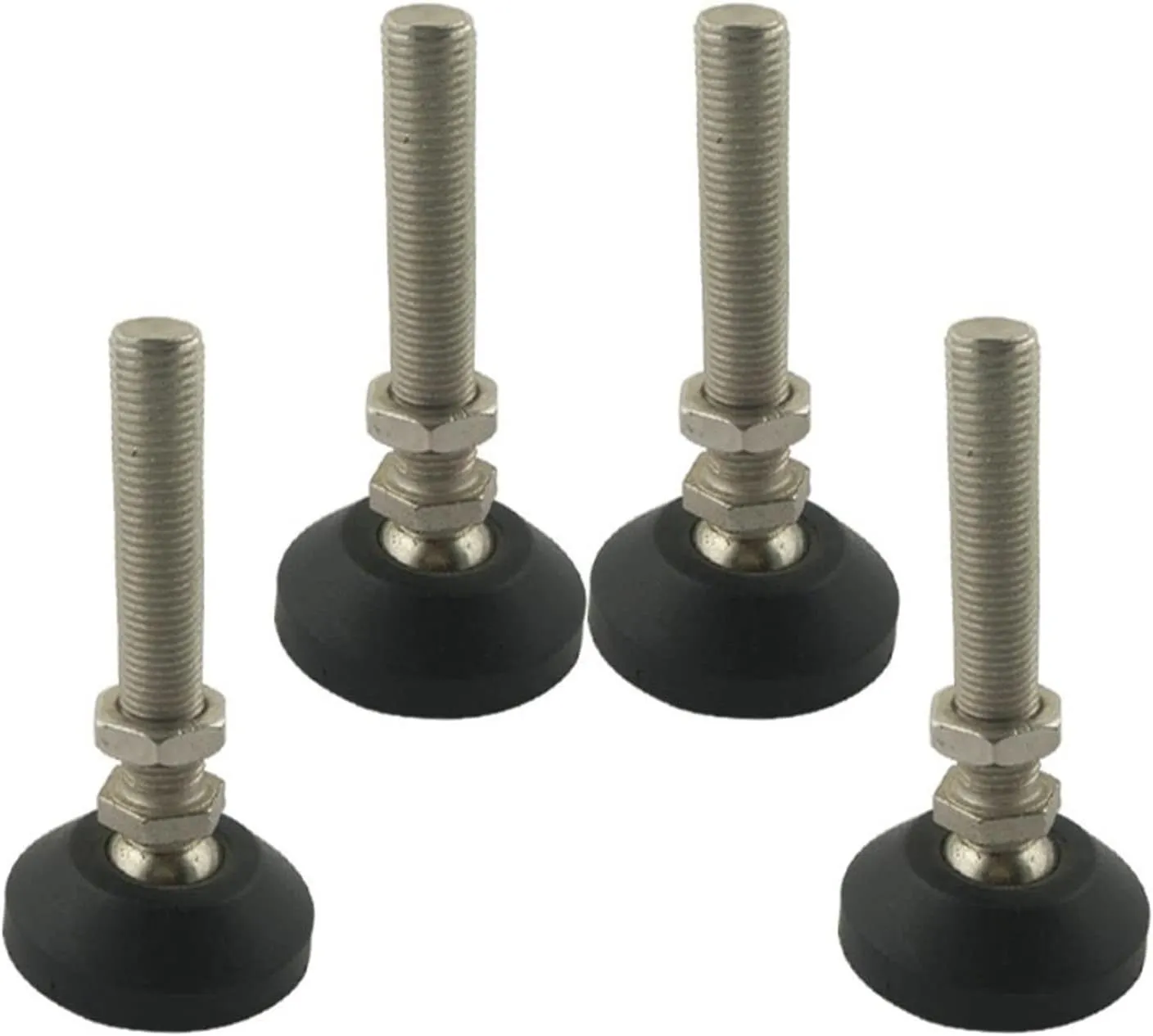 BREAKA 4pcs M10x80mm Adjustable Furniture Leveling Feet, Thread Foot Cups, Nylon Base 50mm Diameter, for Sofa, Cabinet, Workshops, Offices