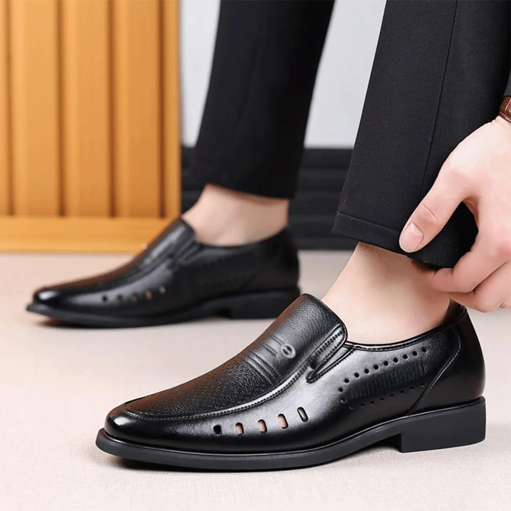 Breathable Hollow Oxfords Men's Shoes Fashion Classic Pointed Toe Lace Up Low Top Leather Dress Shoes Brogue Tuxedo Stylish Comfortable Office Wedding Formal Non Slip