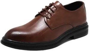 British Comfortable Men's Office Shoes Formal Lace-up Business Leather Shoes Daily Casual Low Top Non Slip Walking