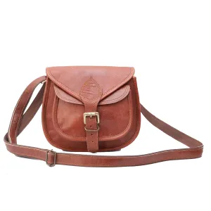 Brown Full Grain Genuine Leather Sling Bag Handmade Womens Crossbody Sling Bag (7x9x4)