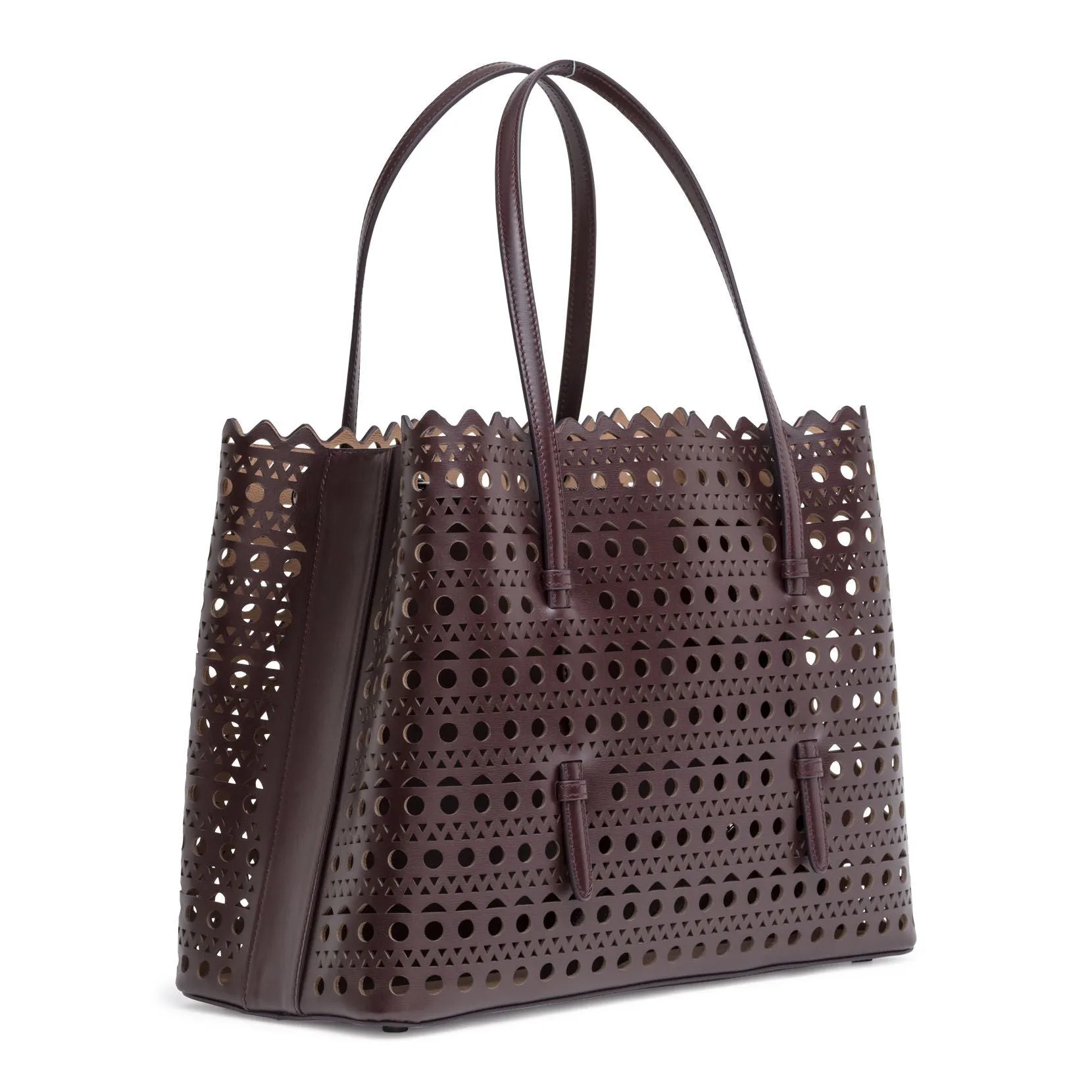 Brown laser cut tote bag